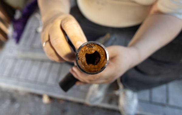 severe buildup inside pipe